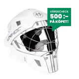 Unihoc Goalie Mask INFERNO 66 (Round Cage) White/Silver
