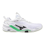 Mizuno Floorball Shoes WAVE Stealth Neo 2 White/Black/Frozen Emerald